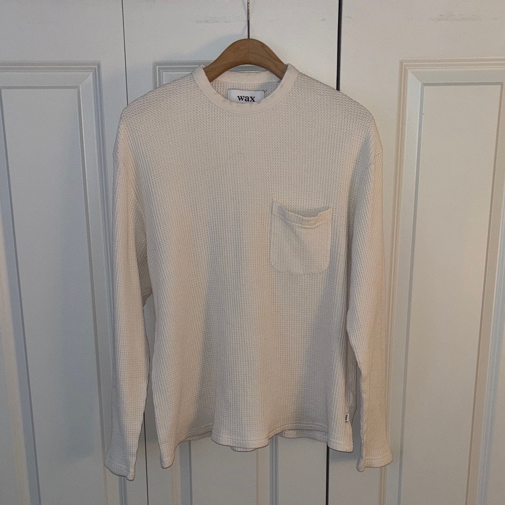 Wax Men's Cream Long Sleeve Thermal with Pocket